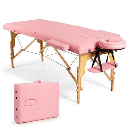 Pink Portable Facial Spa Bed with Adjustable Features and Carry Case