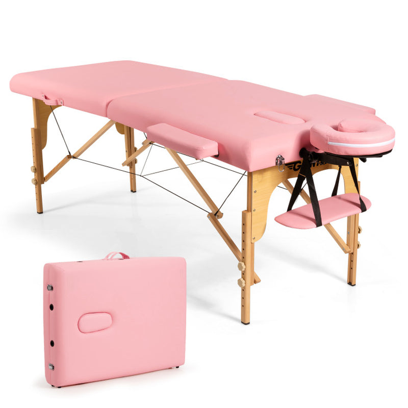 Red Portable Facial Spa Bed with Adjustable Features and Carry Case