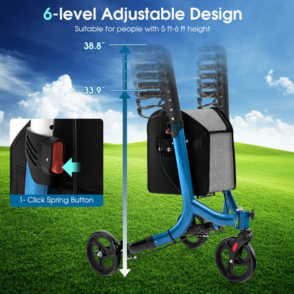 Red 3-Wheel Rolling Walker with Adjustable Handle