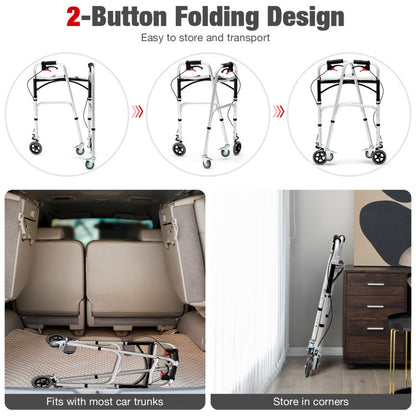 Aluminum Walker with Height Adjustment, Rolling Wheels, and Brakes