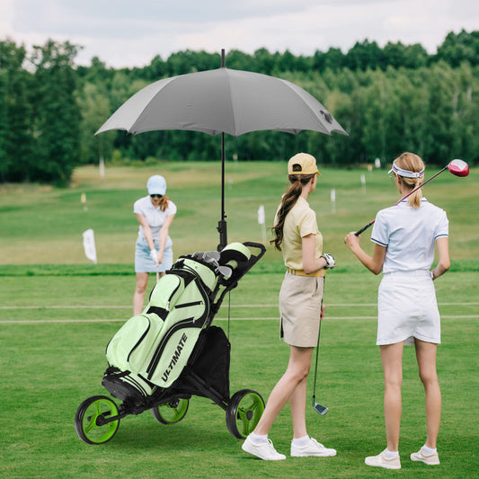 Folding 3 Wheels Golf Push Cart with Bag Scoreboard Adjustable Handle-Gray