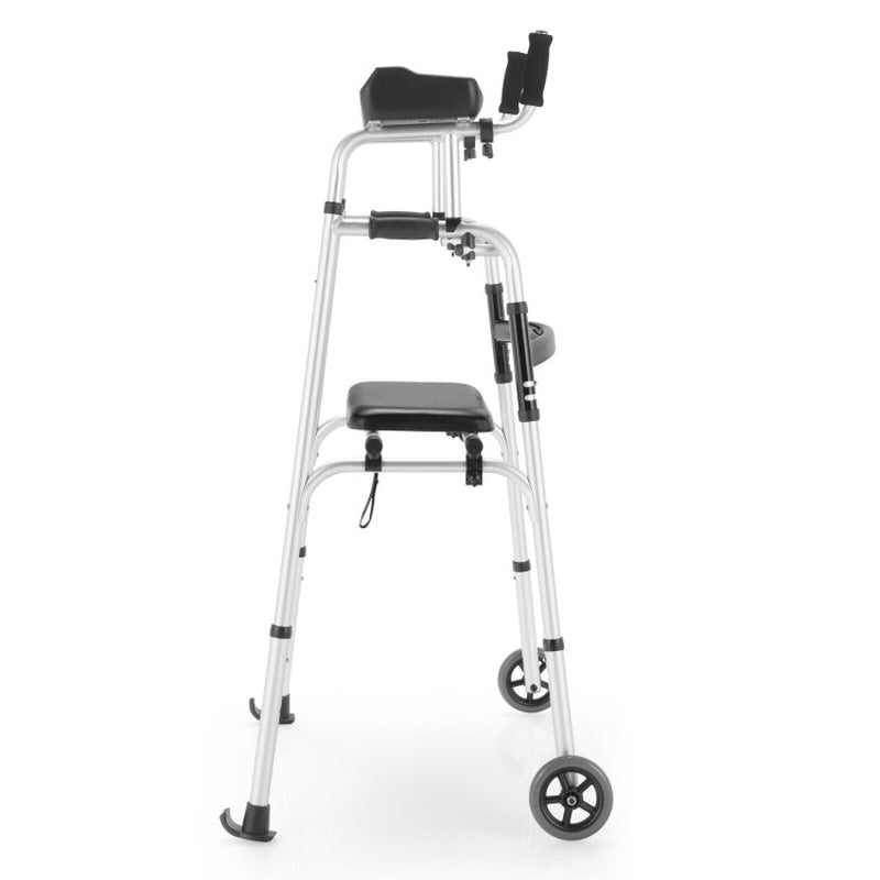 Rolling Walker with Adjustable Height, Seat, and Armrest Pad