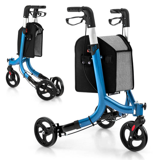 Blue 3-Wheel Rolling Walker with Adjustable Handle