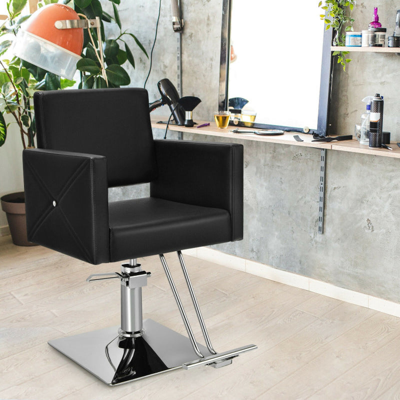 Adjustable Swivel Hydraulic Salon Chair in Black for Hair Stylists