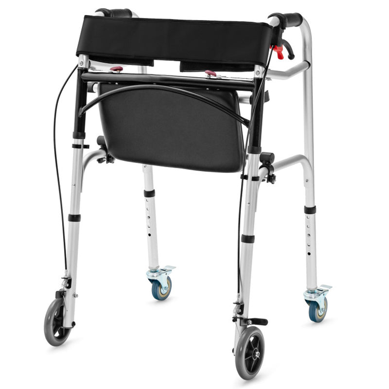 Aluminum Walker with Height Adjustment, Rolling Wheels, and Brakes