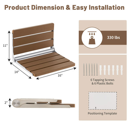 HIPS Bathroom Bench with Wall-Mounted Foldable Design and Waterproof Finish