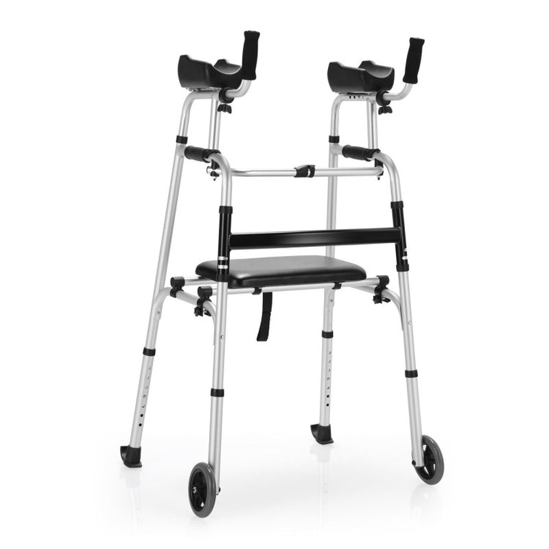 Rolling Walker with Adjustable Height, Seat, and Armrest Pad