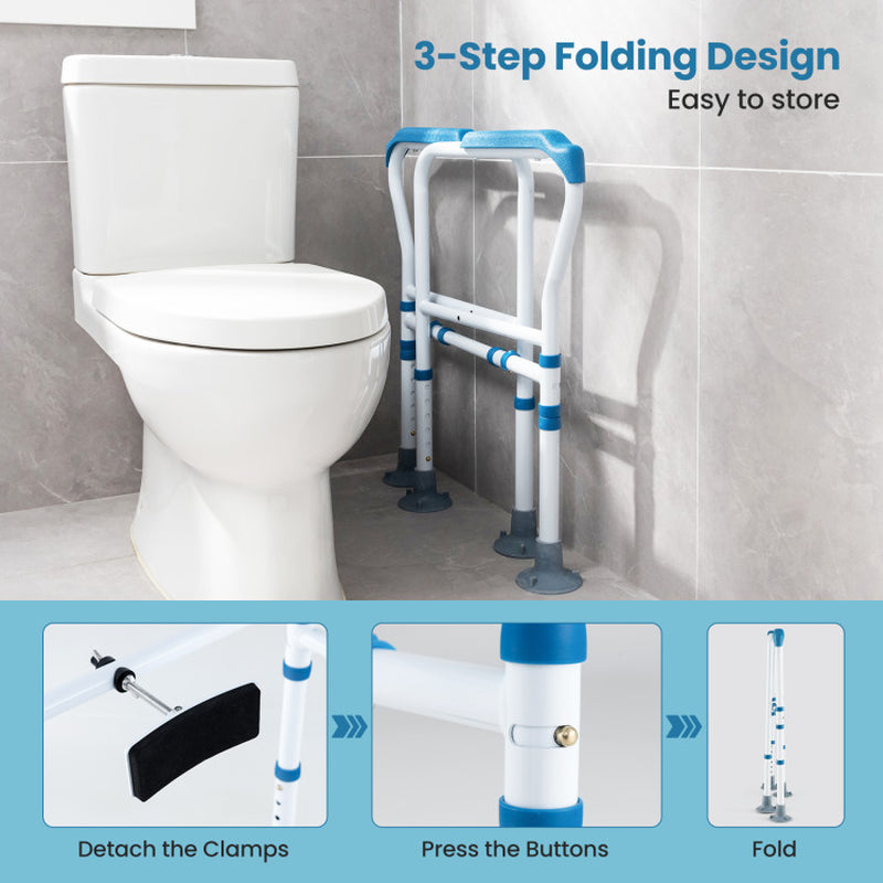 Adjustable Height Toilet Safety Rail in Blue for Elderly