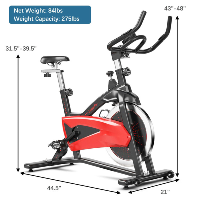 Magnetic Exercise Bike Fitness Cycling Bike with 35Lbs Flywheel for Home and Gym-Black & Red