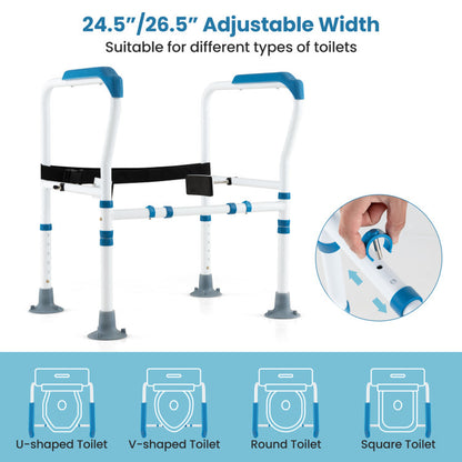 Adjustable Height Toilet Safety Rail in Blue for Elderly